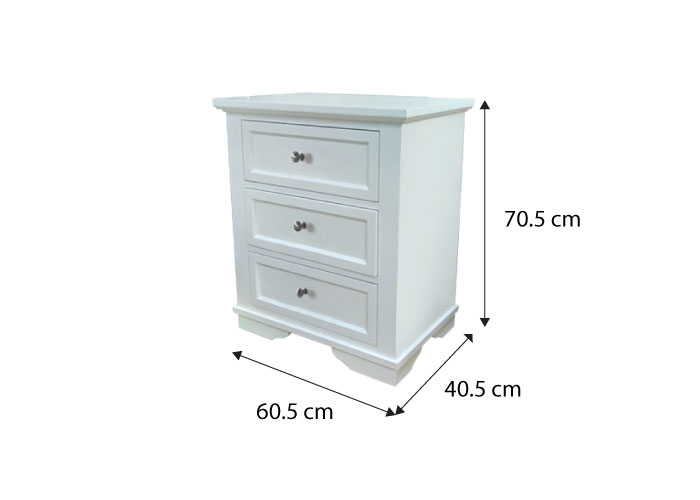 Devon 3 Drawers Bedside Table